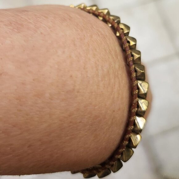 Fossil Brown Leather Bracelet with Metal Detail and Button Close - Picture 3 of 8